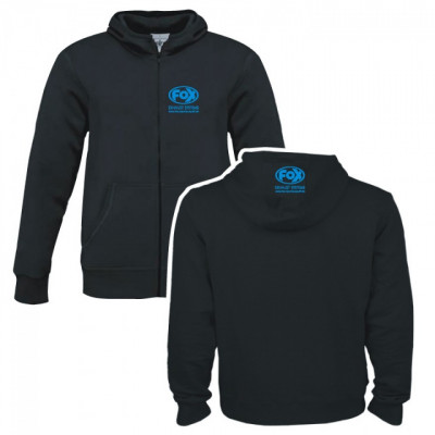 Black FOX hooded jacket with blue logo