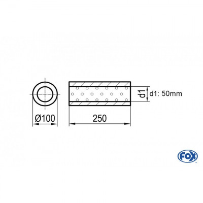 Silencieux universels type 314 en inox / Ø100mm / d1 Ø50mm / longueur 250mm