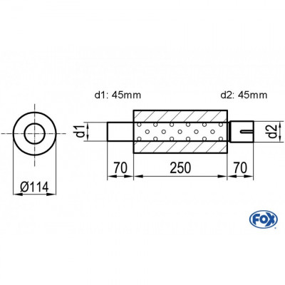 Silent stainless steel rear 1x135x80mm type 53 for OPEL VECTRA A (COFFRE)