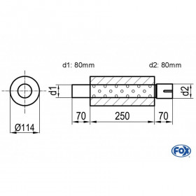 Silent stainless steel rear 1x135x80mm type 53 for OPEL VECTRA A (COFFRE)