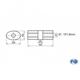 Silent stainless steel rear 1x135x80mm type 53 for OPEL VECTRA A (COFFRE)