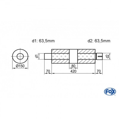 Silent stainless steel rear 1x135x80mm type 53 for OPEL VECTRA A (COFFRE)