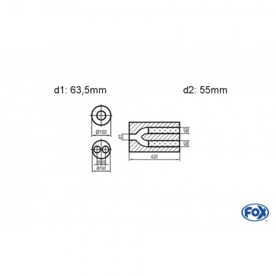 Silent stainless steel rear 1x135x80mm type 53 for OPEL VECTRA A (COFFRE)