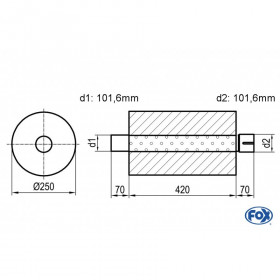 Silent stainless steel rear 1x135x80mm type 53 for OPEL VECTRA A (COFFRE)