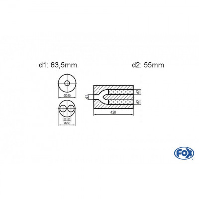 Silent stainless steel rear 1x135x80mm type 53 for OPEL VECTRA A (COFFRE)