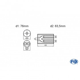 Silent stainless steel rear 1x135x80mm type 53 for OPEL VECTRA A (COFFRE)