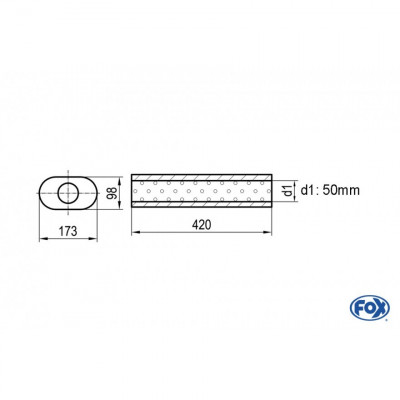 Silencieux universel type 450 en inox / 173x98mm / d1 Ø50mm / longueur 420mm