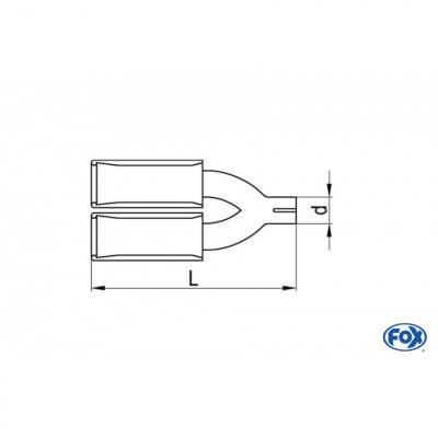 Embout d'échappement inox type 44 2x115x85mm / long 300 à 500mm / biseauté à 25°