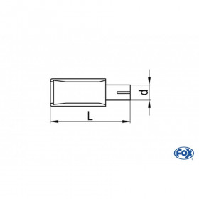 Embout d'échappement inox type 45 1x115x85mm / long 300 à 500mm / biseauté à 15°