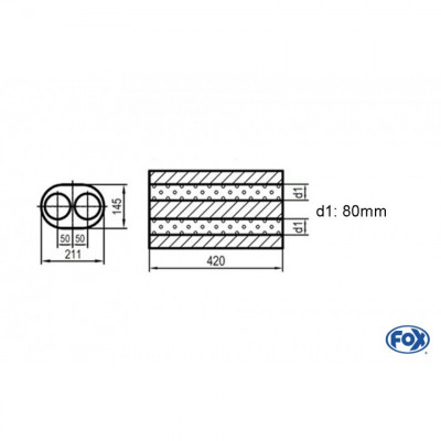 Silent stainless steel rear 1x135x80mm type 53 for OPEL VECTRA A (COFFRE)