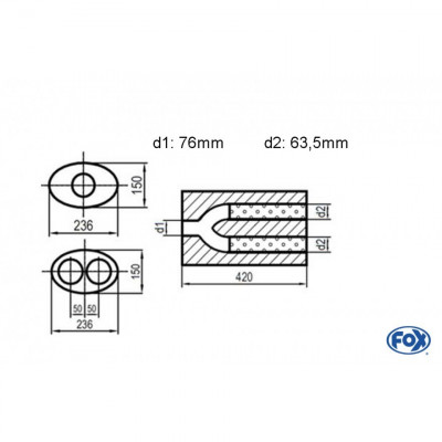 Silent stainless steel rear 1x135x80mm type 53 for OPEL VECTRA A (COFFRE)