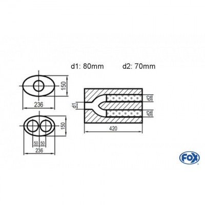 Silent stainless steel rear 1x135x80mm type 53 for OPEL VECTRA A (COFFRE)