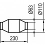 Catalyseur sport 300 cellules (non poli) / connexion Ø62mm / longueur 230mm