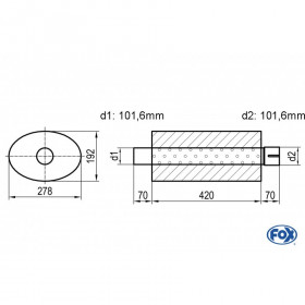 Silent stainless steel rear 1x135x80mm type 53 for OPEL VECTRA A (COFFRE)