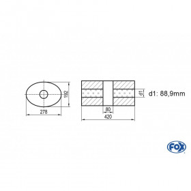 Silent stainless steel rear 1x135x80mm type 53 for OPEL VECTRA A (COFFRE)