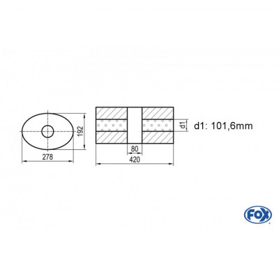 Silent stainless steel rear 1x135x80mm type 53 for OPEL VECTRA A (COFFRE)