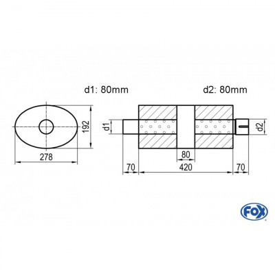 Silent stainless steel rear 1x135x80mm type 53 for OPEL VECTRA A (COFFRE)