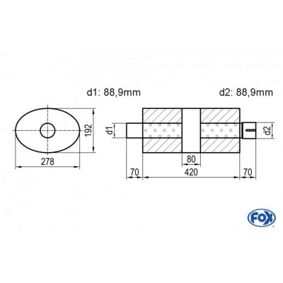 Silent stainless steel rear 1x135x80mm type 53 for OPEL VECTRA A (COFFRE)