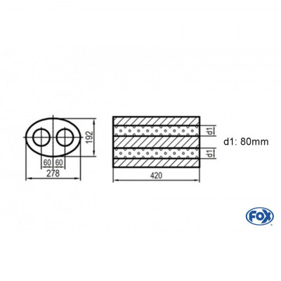 Silent stainless steel rear 1x135x80mm type 53 for OPEL VECTRA A (COFFRE)