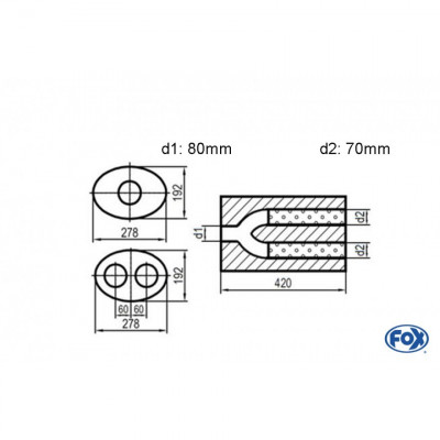 Silent stainless steel rear 1x135x80mm type 53 for OPEL VECTRA A (COFFRE)