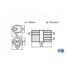 Silent stainless steel rear 1x135x80mm type 53 for OPEL VECTRA A (COFFRE)