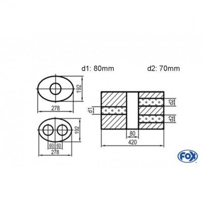 Silent stainless steel rear 1x135x80mm type 53 for OPEL VECTRA A (COFFRE)