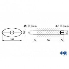 Silent stainless steel rear 1x135x80mm type 53 for OPEL VECTRA A (COFFRE)