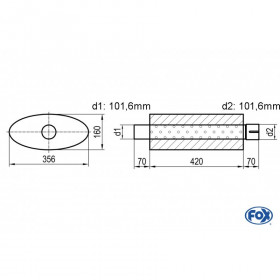 Silent stainless steel rear 1x135x80mm type 53 for OPEL VECTRA A (COFFRE)