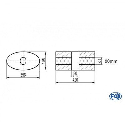 Silent stainless steel rear 1x135x80mm type 53 for OPEL VECTRA A (COFFRE)