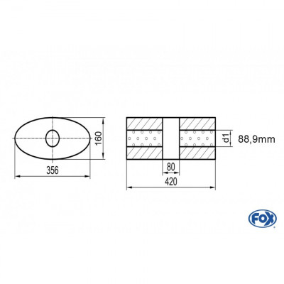 Silent stainless steel rear 1x135x80mm type 53 for OPEL VECTRA A (COFFRE)