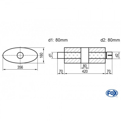 Silent stainless steel rear 1x135x80mm type 53 for OPEL VECTRA A (COFFRE)