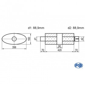 Silent stainless steel rear 1x135x80mm type 53 for OPEL VECTRA A (COFFRE)