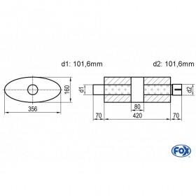 Silent stainless steel rear 1x135x80mm type 53 for OPEL VECTRA A (COFFRE)