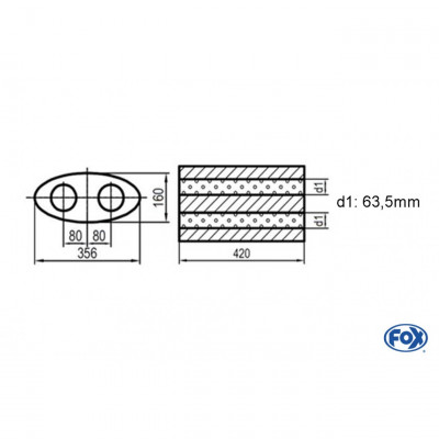 Silent stainless steel rear 1x135x80mm type 53 for OPEL VECTRA A (COFFRE)