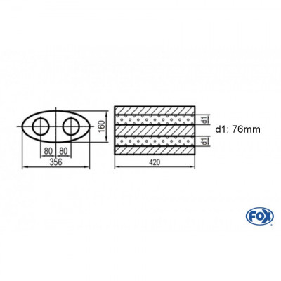 Silent stainless steel rear 1x135x80mm type 53 for OPEL VECTRA A (COFFRE)