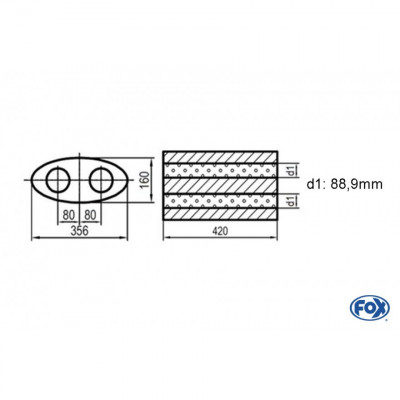 Silent stainless steel rear 1x135x80mm type 53 for OPEL VECTRA A (COFFRE)