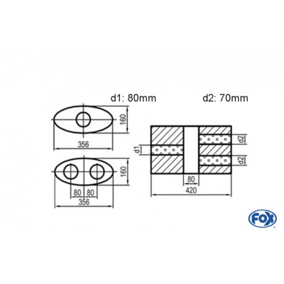 Silent stainless steel rear 1x135x80mm type 53 for OPEL VECTRA A (COFFRE)