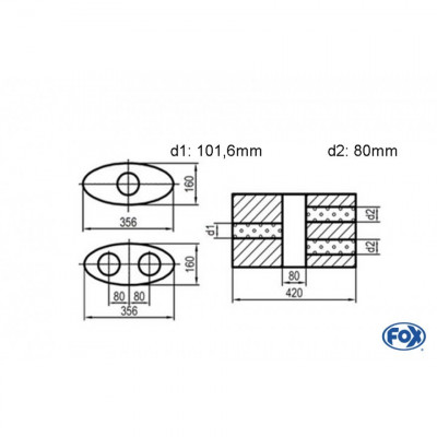 Silent stainless steel rear 1x135x80mm type 53 for OPEL VECTRA A (COFFRE)