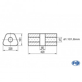 Silent stainless steel rear 1x135x80mm type 53 for OPEL VECTRA A (COFFRE)