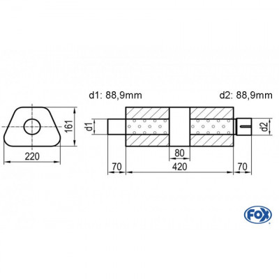 Silent stainless steel rear 1x135x80mm type 53 for OPEL VECTRA A (COFFRE)