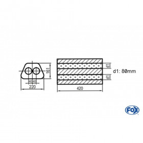 Silent stainless steel rear 1x135x80mm type 53 for OPEL VECTRA A (COFFRE)