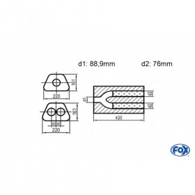 Silent stainless steel rear 1x135x80mm type 53 for OPEL VECTRA A (COFFRE)