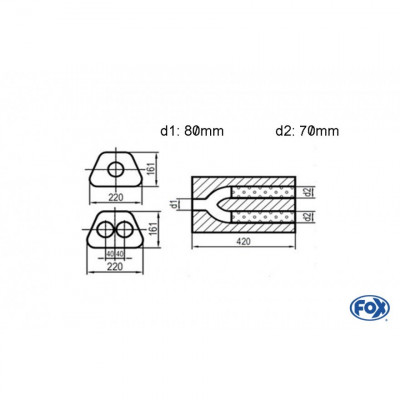 Silent stainless steel rear 1x135x80mm type 53 for OPEL VECTRA A (COFFRE)