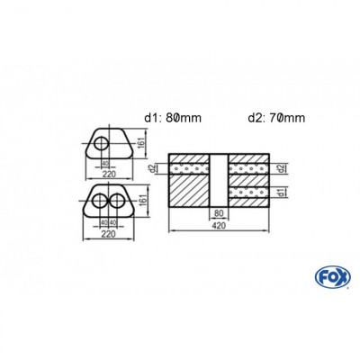 Silent stainless steel rear 1x135x80mm type 53 for OPEL VECTRA A (COFFRE)