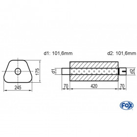 Silent stainless steel rear 1x135x80mm type 53 for OPEL VECTRA A (COFFRE)