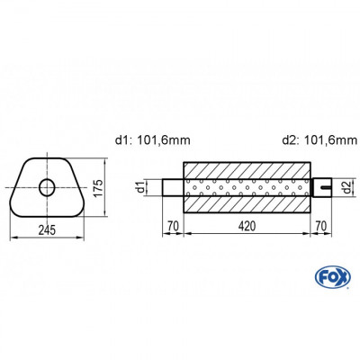 Silent stainless steel rear 1x135x80mm type 53 for OPEL VECTRA A (COFFRE)