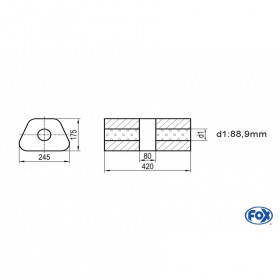 Silent stainless steel rear 1x135x80mm type 53 for OPEL VECTRA A (COFFRE)