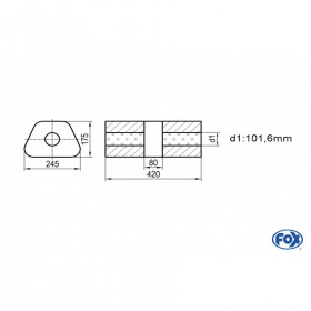 Silent stainless steel rear 1x135x80mm type 53 for OPEL VECTRA A (COFFRE)