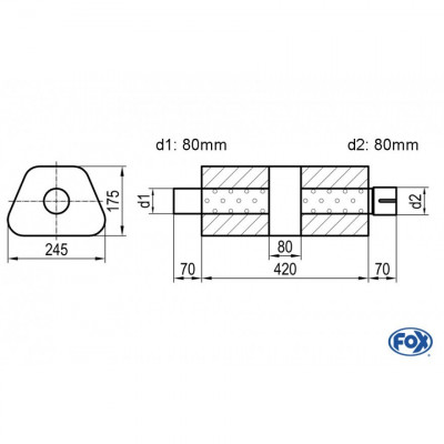 Silent stainless steel rear 1x135x80mm type 53 for OPEL VECTRA A (COFFRE)