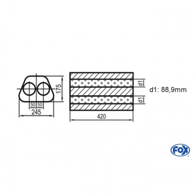 Silent stainless steel rear 1x135x80mm type 53 for OPEL VECTRA A (COFFRE)